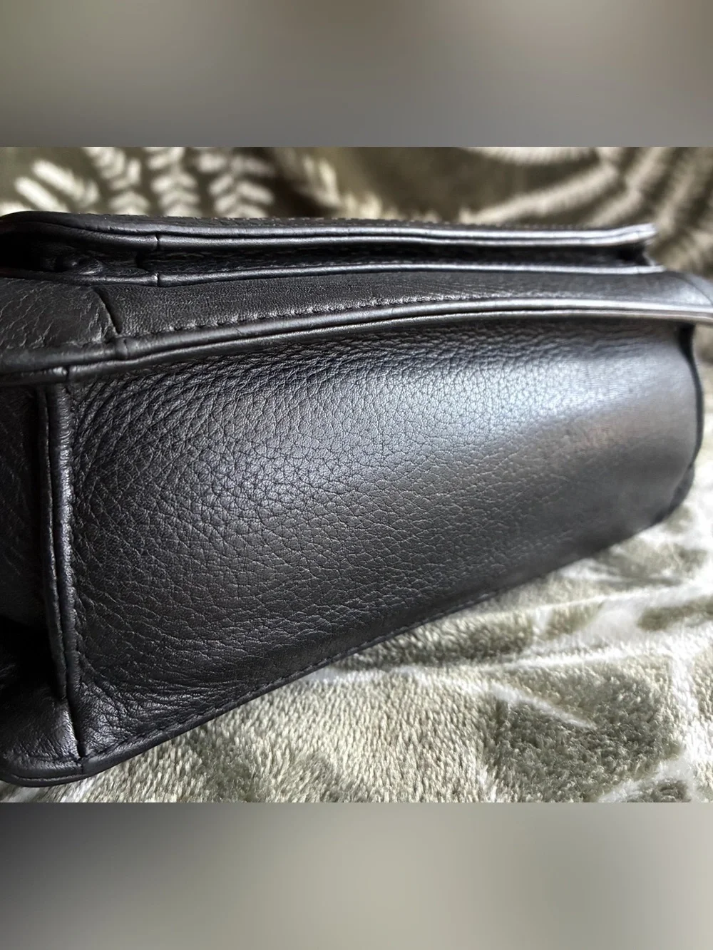 Fossil Black Leather Crossbody Bag with Brass Key Charm